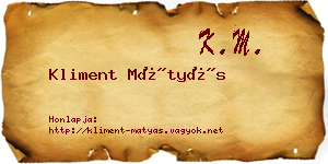 Kliment Mátyás névjegykártya